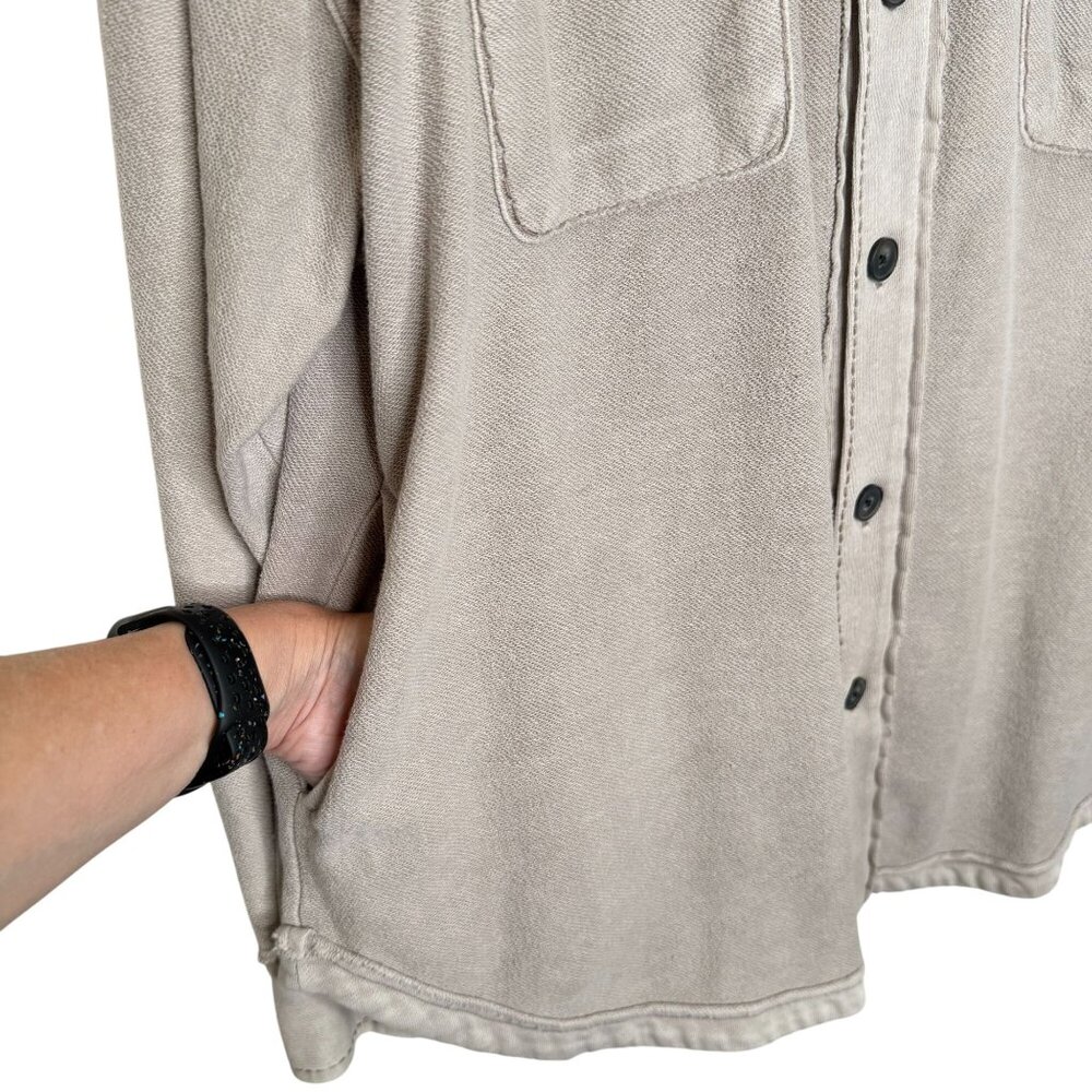 Cleo + Wolf Shirt Jacket Mineral Grey Relaxed Fit, M - Picture 8 of 11